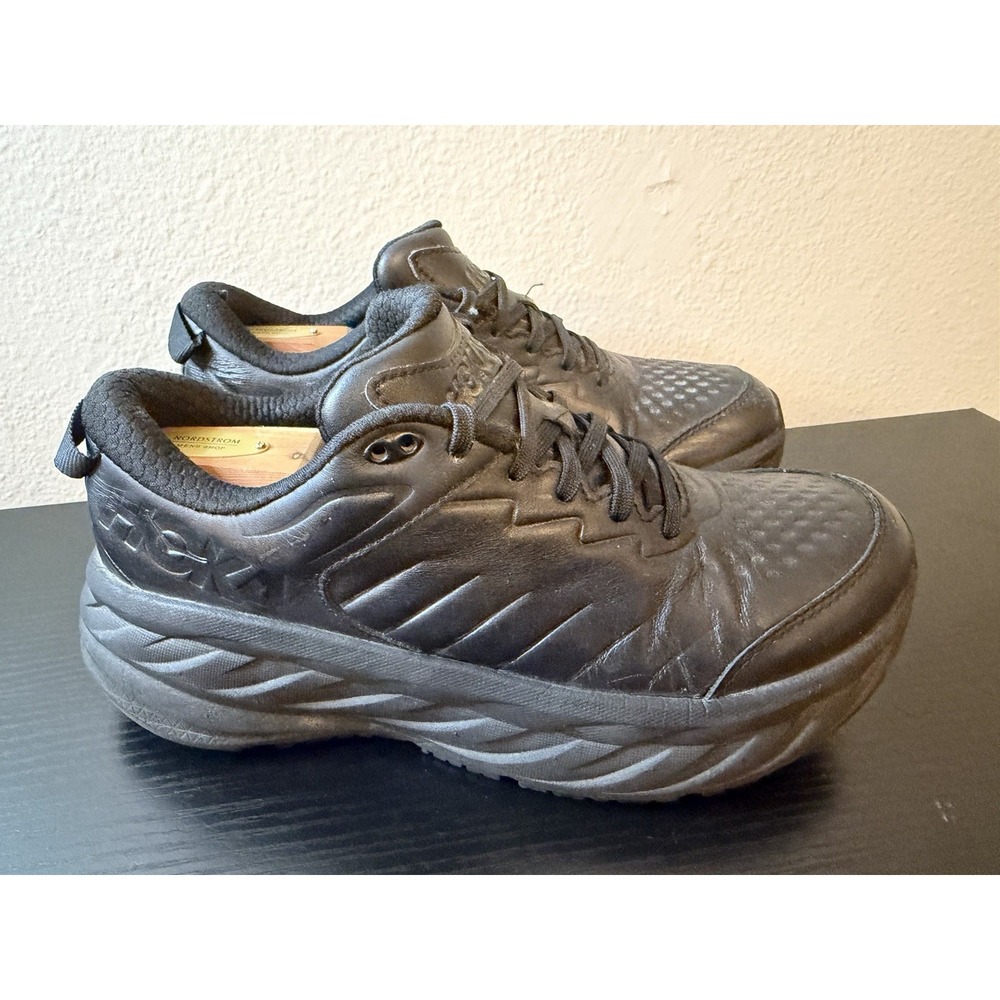 Size 9.5 - Hoka One Bondi Slip Resistant Women's Shoes Triple Black Leather